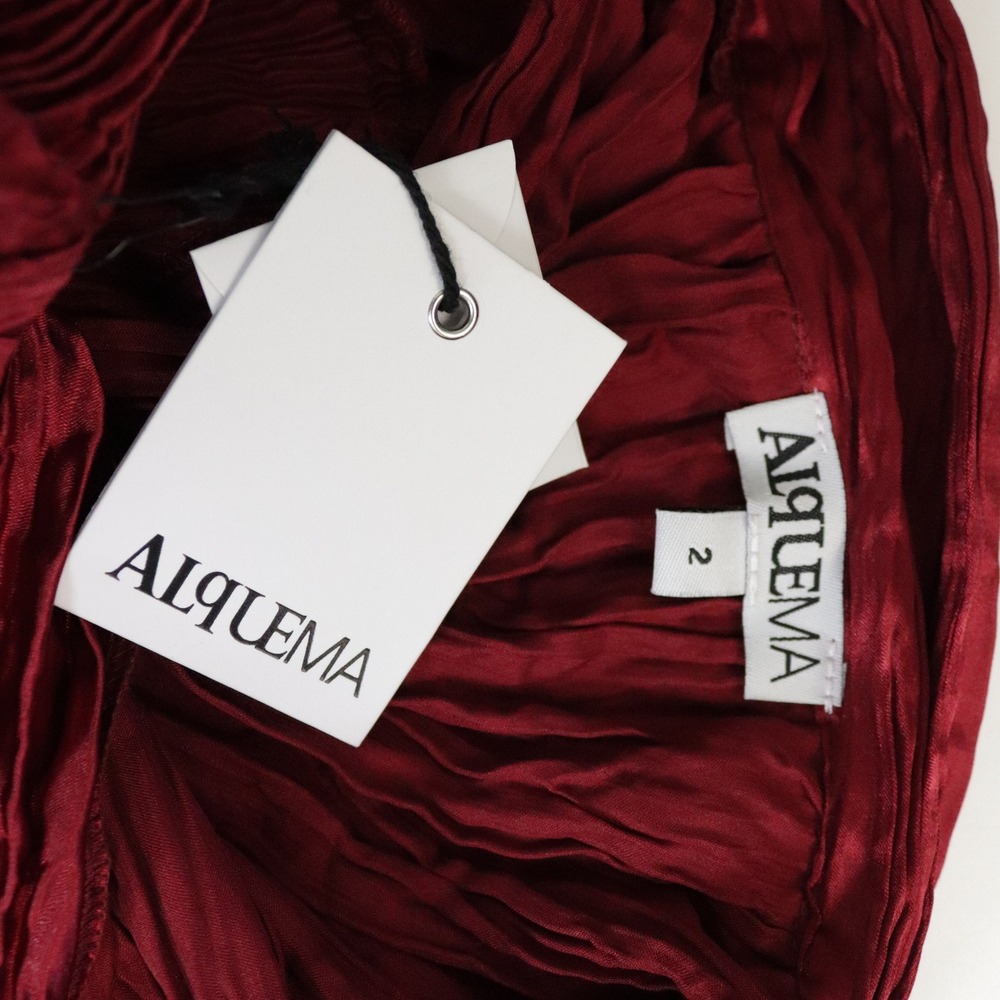 NWT Alquema Metallic Nehru Coat Dress Ruby Red 2 US 12-14 - Picture 9 of 12
